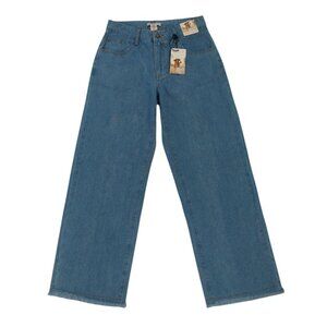 Sincerely Jules Womens Wide-Leg Raw Hem Denim Jeans Size M, NWT.